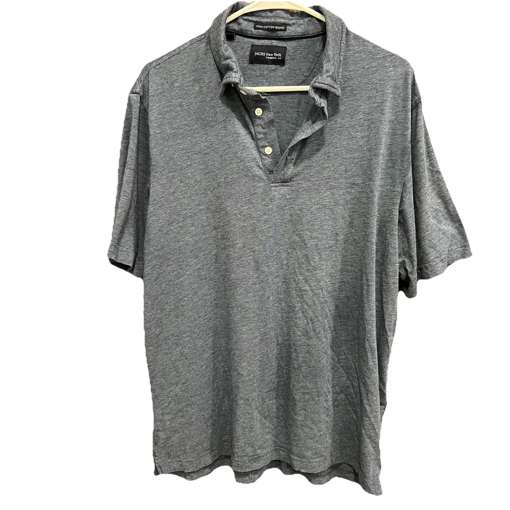 Jachs New York Polo Shirt Men's L Blue Pima Cotton Button Down Collar